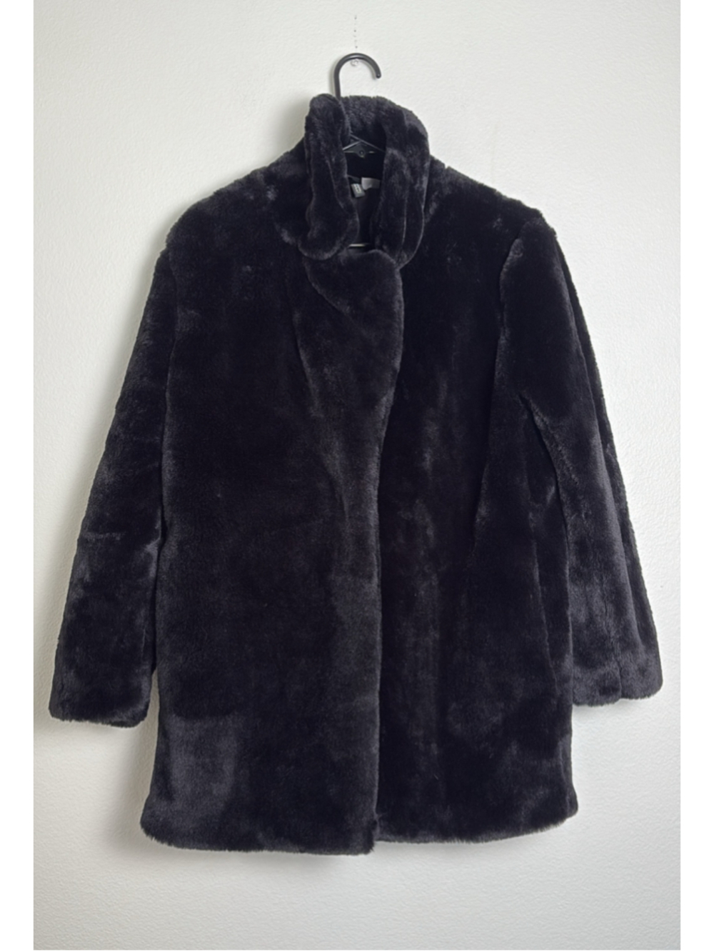 H&M Divided Faux Fur Teddy Coat Black Size Medium